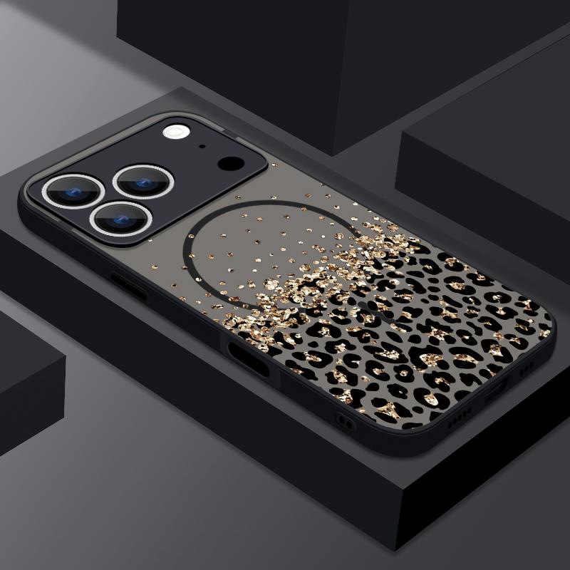 Goldene Leopardenmuster Hülle Für iPhone 17 Pro Max Hülle iPhone 16 Pro Max 15 14 13 16E 17E Magnetisch Für Magsafe Hybrid Matte Abdeckung