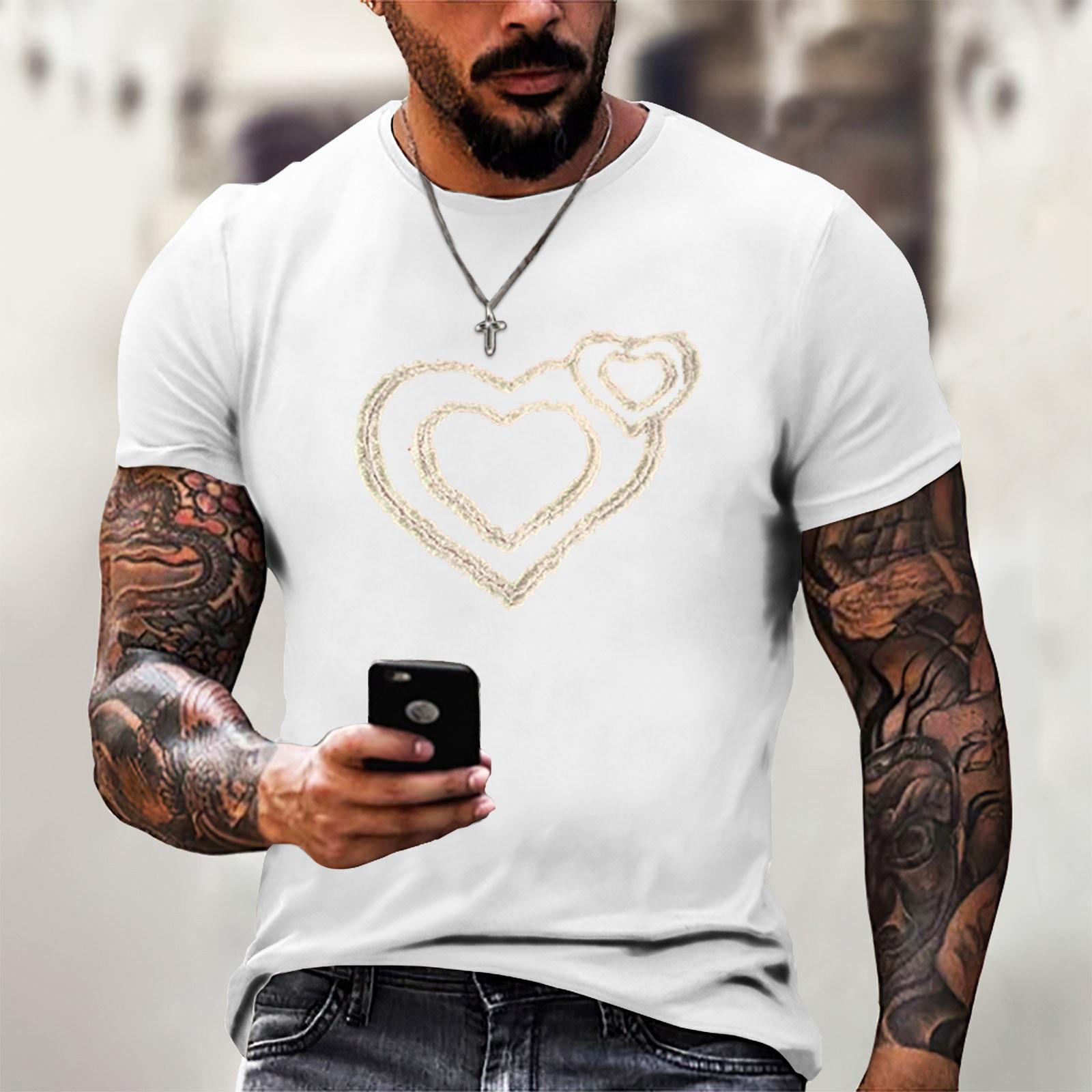 

Летняя мужская популярная футболка с круглым вырезом и коротким рукавом с принтом XL белый