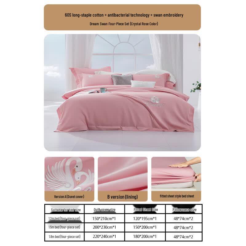 Mercury Home Textiles 100% Long-Staple Cotton 4-Piece Bedding Set