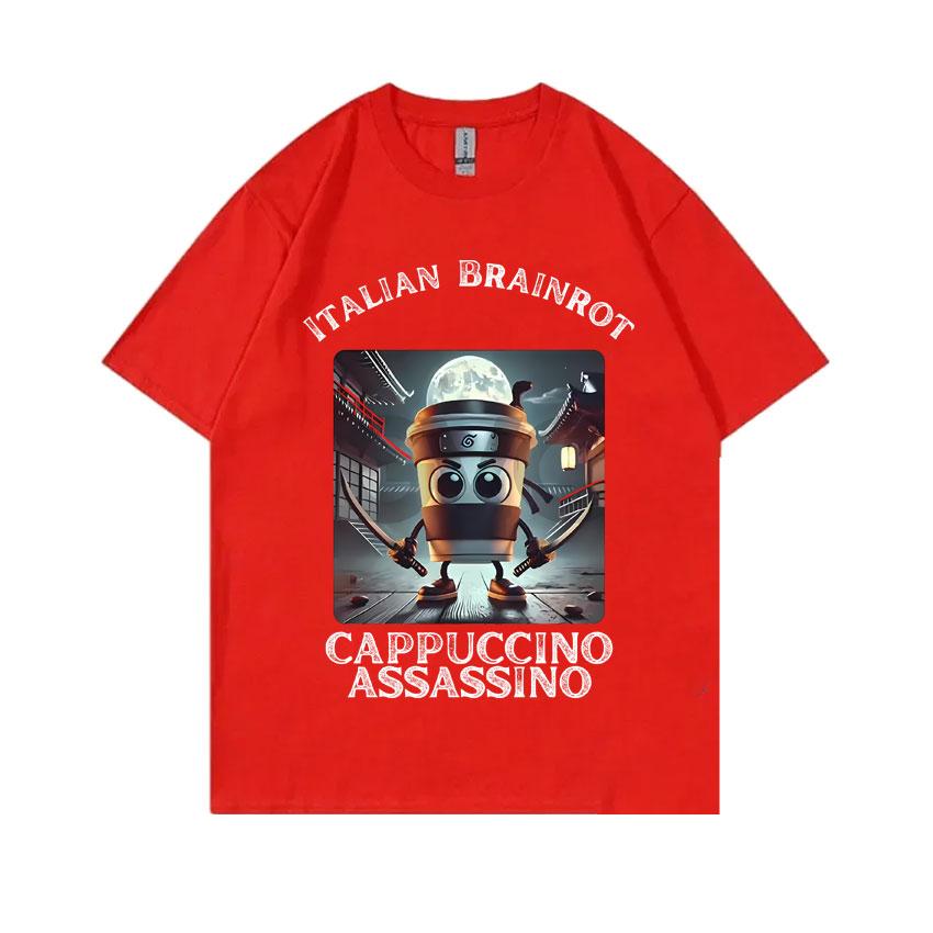 Italian Brainrot Cappuccino Assasino Funny Meme Tshirt Men Women Casual Joke Humor  T-shirt Unisex Vintage Oversized T Shirts