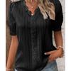 Hollow Short Sleeve Summer New Arrival European and American Women's Clothing All-Matching Shirt Holiday Fashion Cut Out Short Sleeve