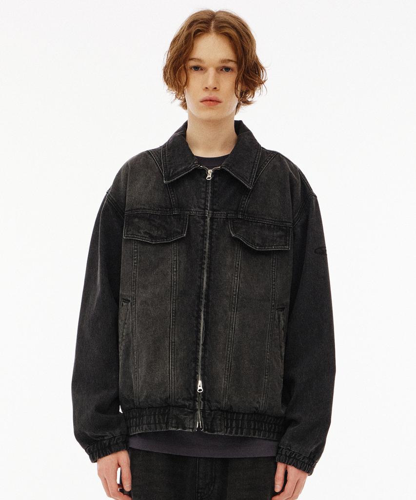 1993Studio Small Logo Vintage Washed Denim Jacket_Black