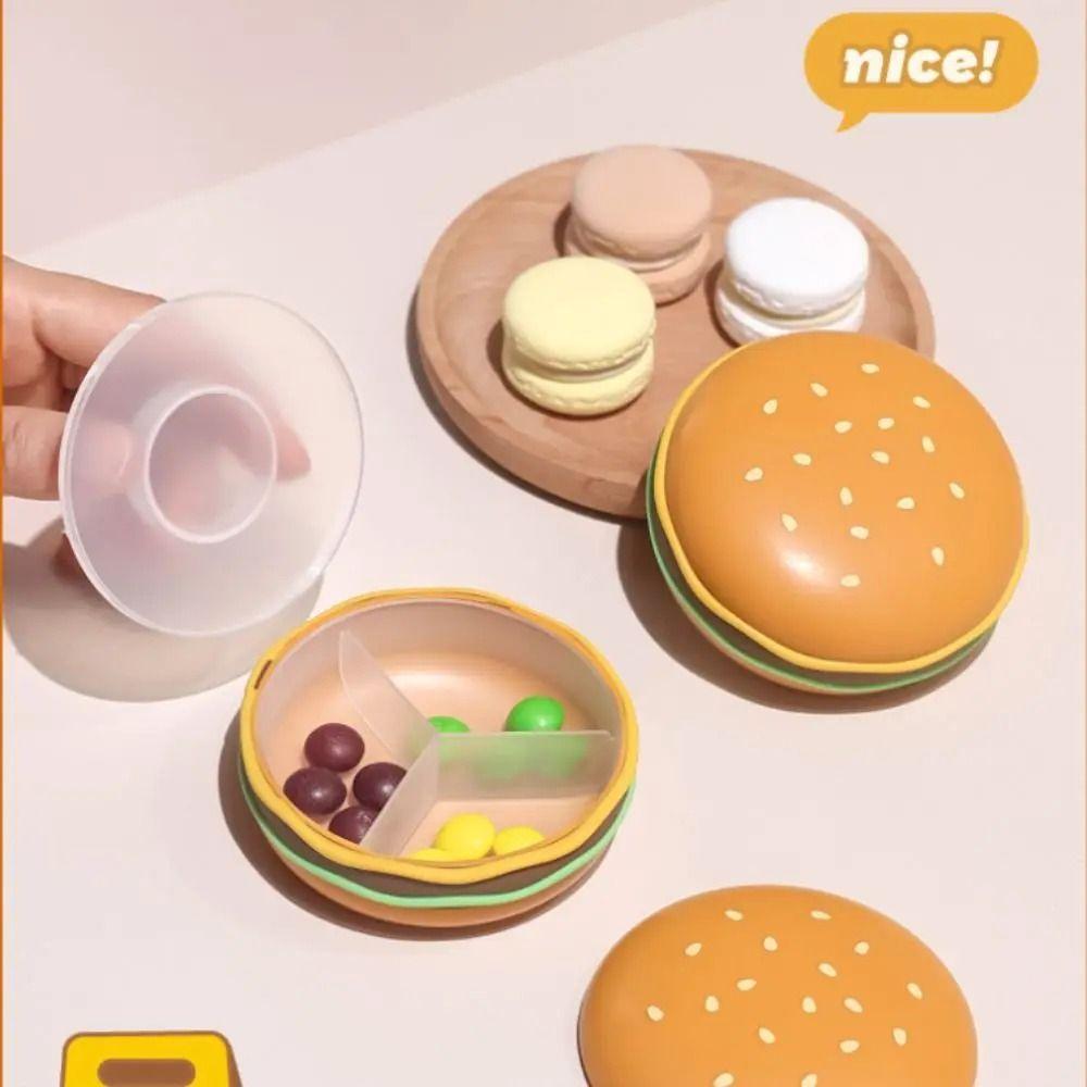 Sealed Portable Medicine Dispenser with Lid Mini Hamburger Storage Case  Elderly