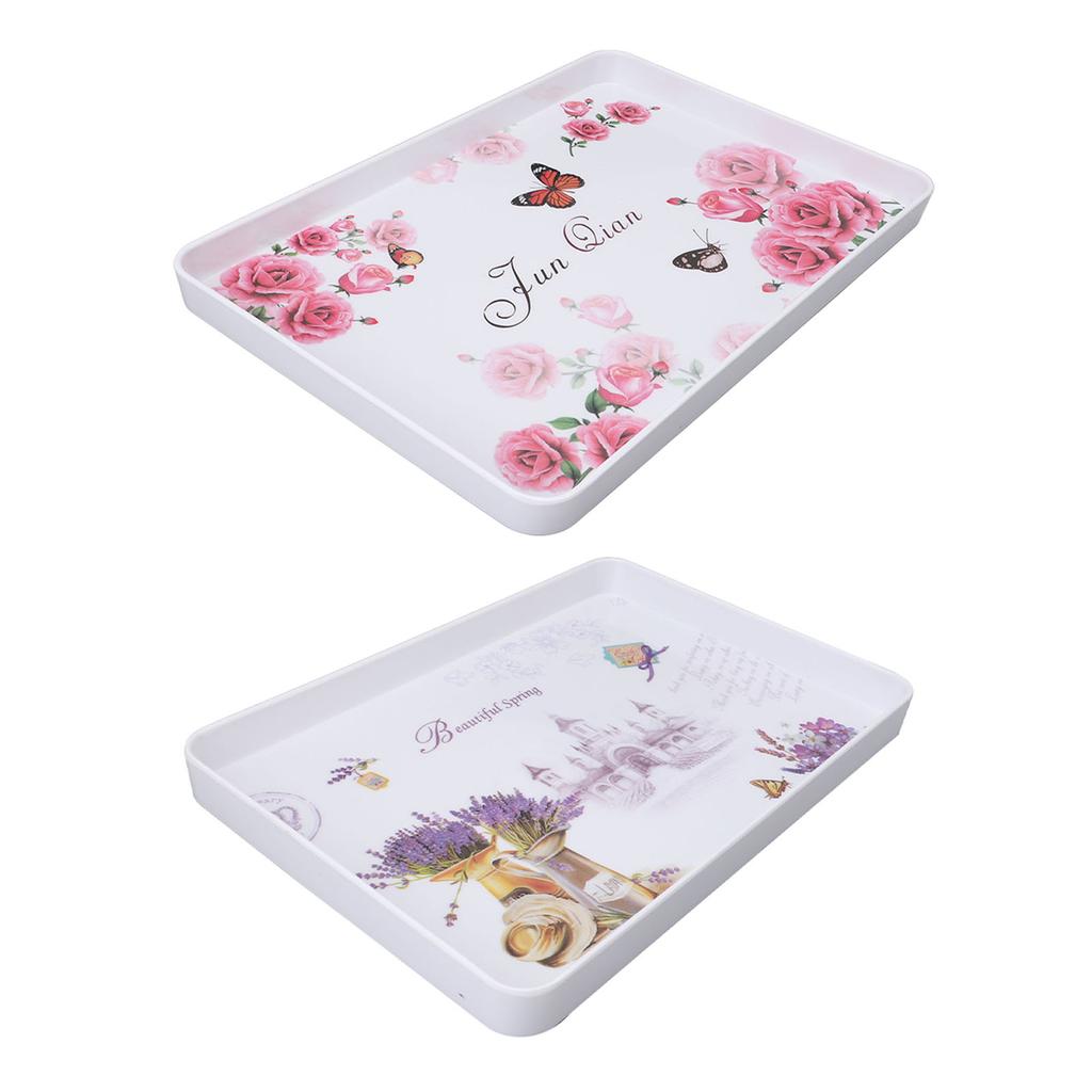 Plastic Serving Tray Rectangular 15.4x10.6in Reusable Food Platter for Snack Fruit Cookies Desserts 