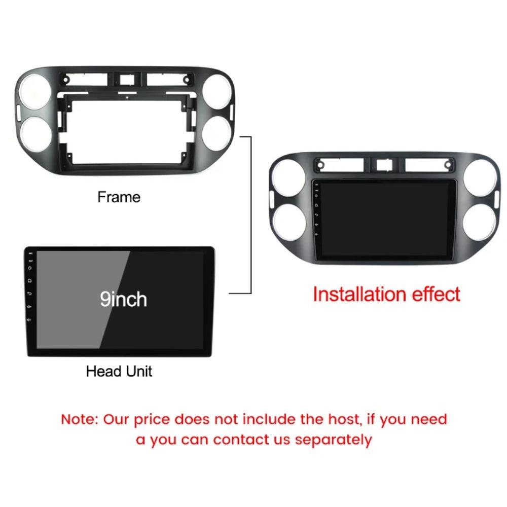 Car DVD Frame Audio Fitting Adaptor Dash Trim Facia Panel 9inch for VW Tiguan 2010-16 Radio Player 16pin Power Cable Canbus