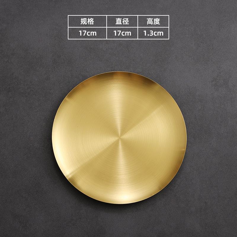 Flat Side 304 Stainless Steel Plate Round Korean Style Seasoning Dish Steak Dessert Tray for Dinner Kimchi Cake Hotel Tableware