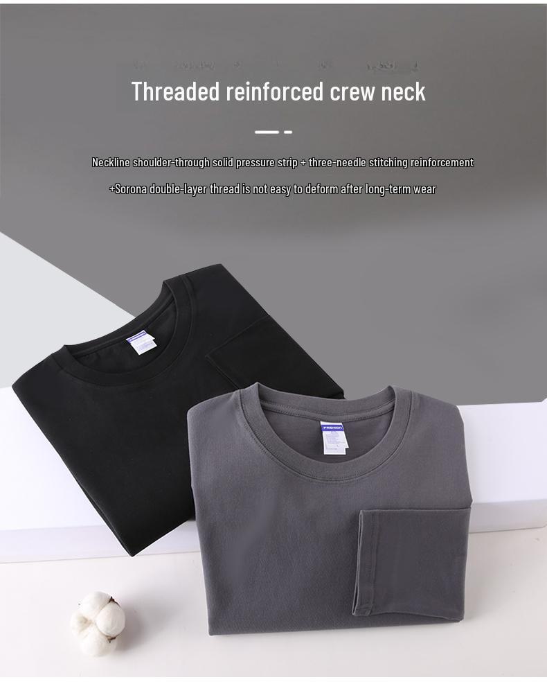 Heavy Double Yarn Long Sleeve Cotton T-shirt with Custom LOGO