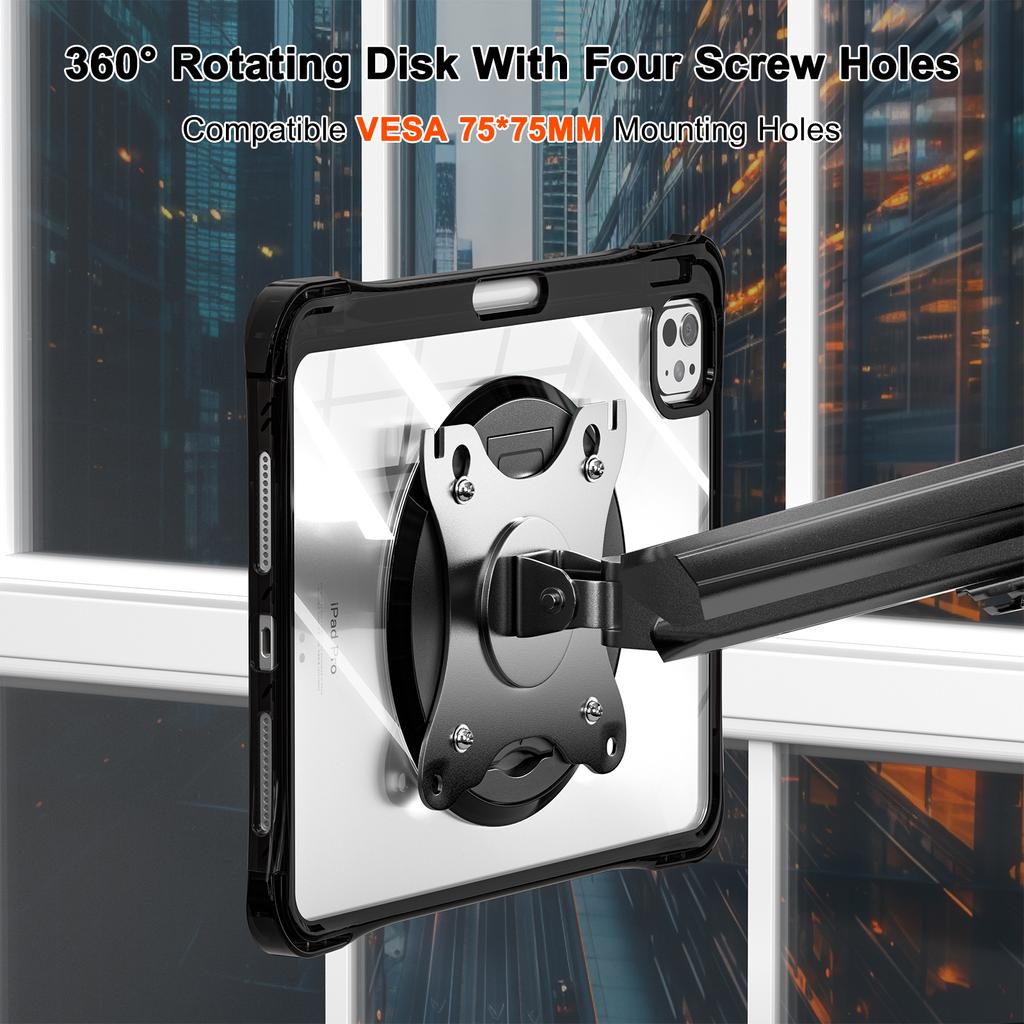 For iPad Pro 11 (2024) Clear Case PC+TPU+Acrylic Kickstand Tablet Back Cover