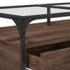 Coffee Table with Glass Top Brown Oak Effect 98.5 x 50 x 45 cm Steel