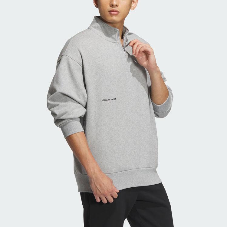 Adidas Small Logo Crew Sweatshirt With Letter Details Men Tops Medium-Heather-Grey IZ1597