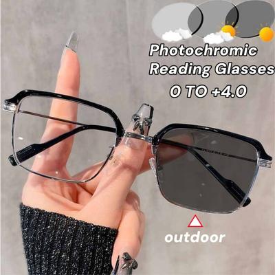 Trend Photochromic Lens Reading Presbyopia Glasses High Definition Men's Anti-blue Light Eyewear Metal Material Fashion Style Classic Hyperopia
