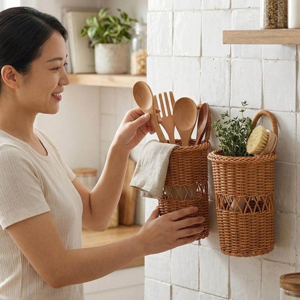 Rust-Resistant Wall Mounted Storage Basket Rustic Style Flower Bucket Flower Vase  Living Room