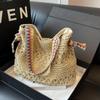 Fashion Straw Beach Bag Summer Woven with Luxurious Large Capacity Shoulder Bag Women Straw Purses and Handbags Rattan Boho Bags