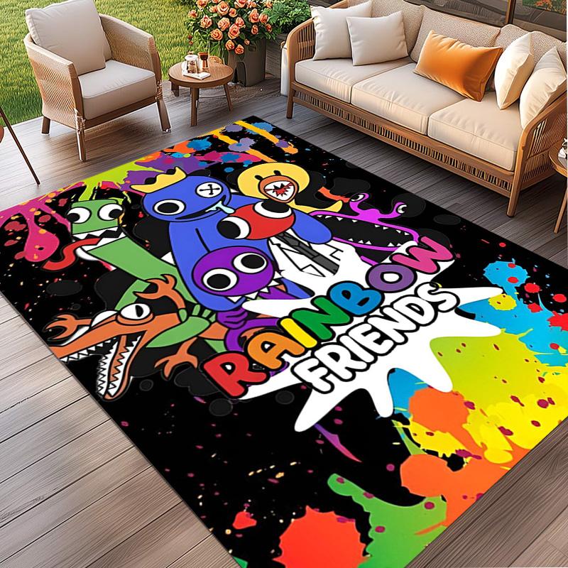 Game Rainbow Friends Print Rug, Washable Floor Carpet, For Entryway Dorm Laundry Room Office Study, Home Decor Birthday Christmas Gift