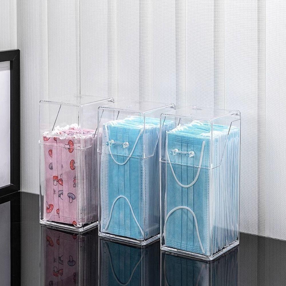 Transparent Transparent Mask Storage Box Flip Lid Pencil Storage Holder  Bathroom