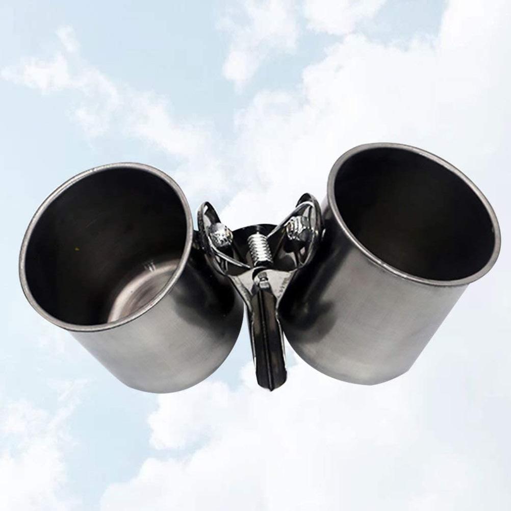 Parrot Feeding Cups Stainless Steel Birds Food Dish Feeders Dual Water Cage Bowls with Clamp Holder for Cockatiel