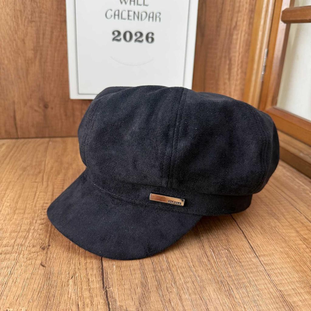 Maillard brown beret women's retro temperament octagonal hat fashionable newsboy hat literary painter hat