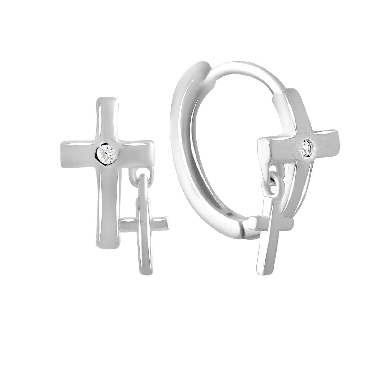 

Срібні сережки з фіанітами (2136491) білий