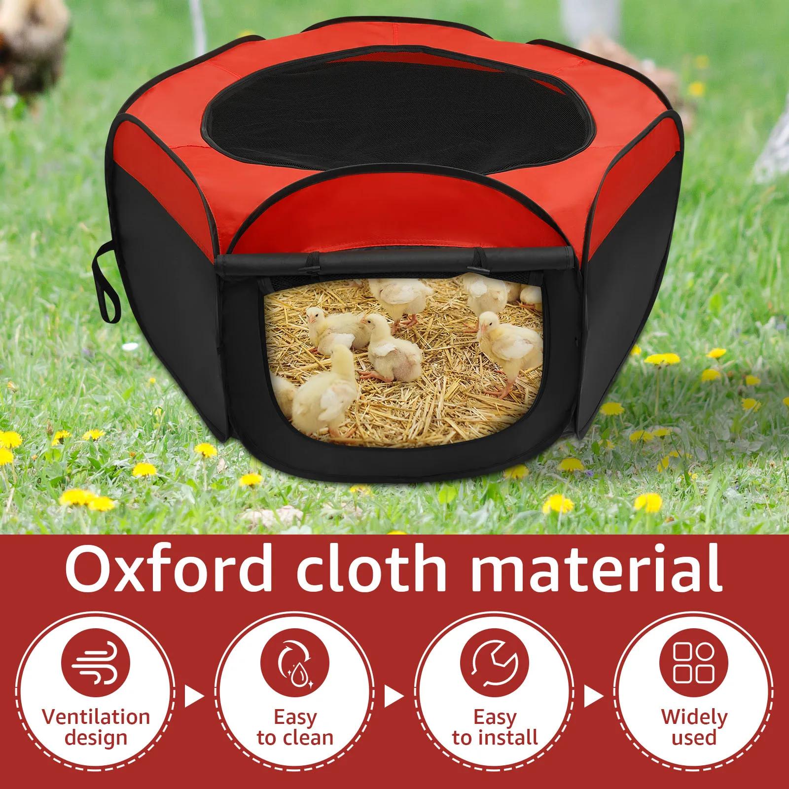 Chick Brooder Box Oxford Cloth Foldable Chicken Brooder with Storage Bag Double Door Chicken Starter Kit for Cats Dogs Rabbits colore nero rosso