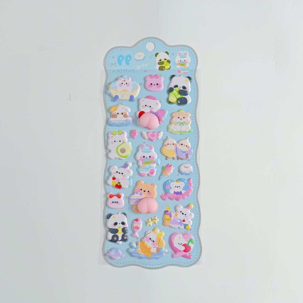 3D Puffy Animal Stickers Cute Rabbit Bear Soft Squishy Cartoon Decals For Kids Handmade Phone Case Notebook Diy Craft Decoration