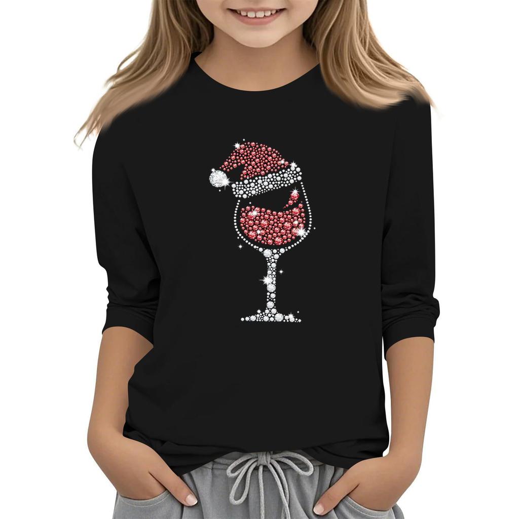 Children's 3/4 Sleeve Independence Day Printed Round Neck Casual T-shirt