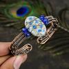 Natural K2 Azurite Gemstone Handmade Copper Wire Wrap Cuff Bangle Adj. M5r25