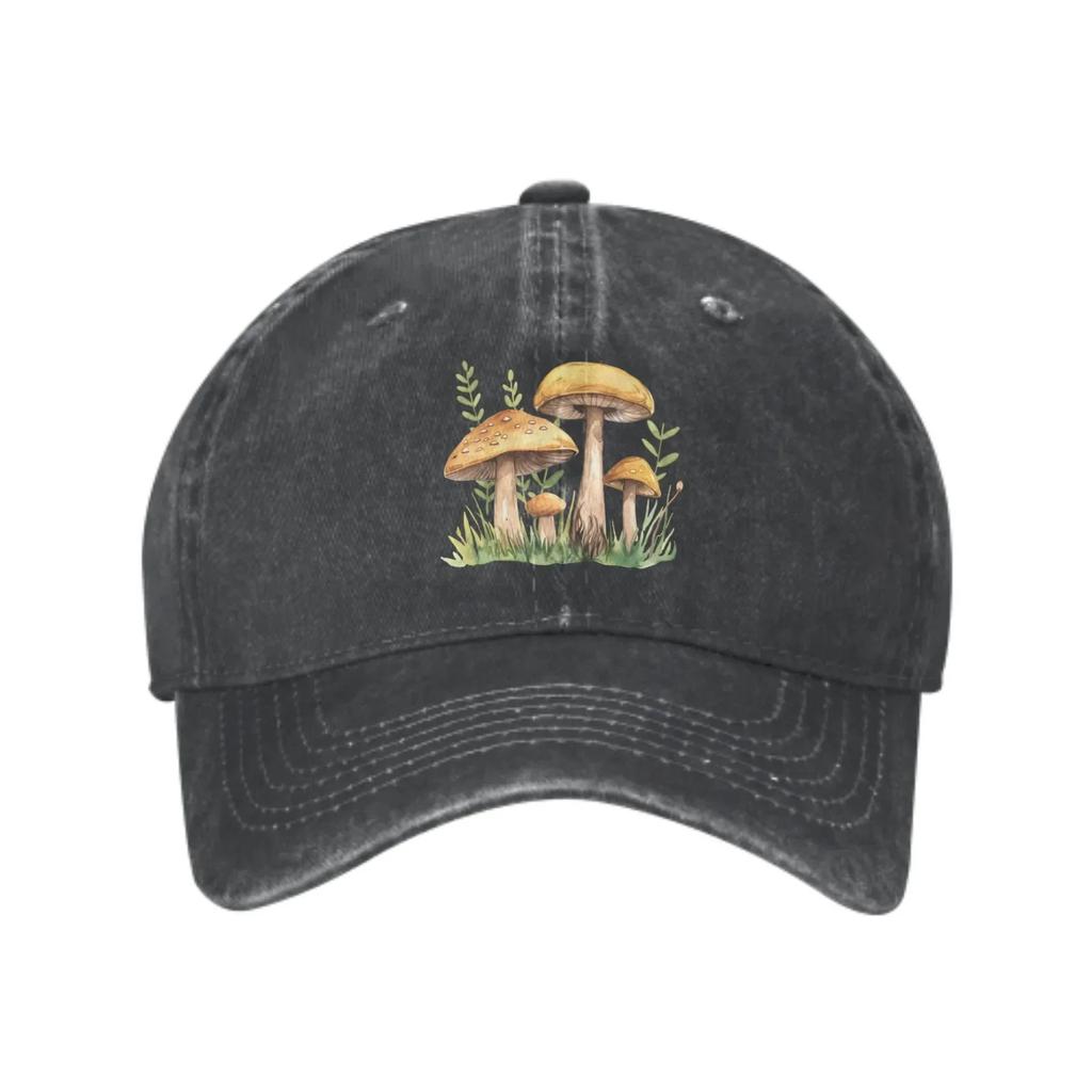 Mushroom Watercolor Print Baseball Cap Cotton Adjustable Casual Outdoor Sun Hat Unisex