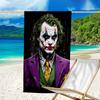proof beach towel with a Joker character pattern - soft,absorbent,quick-drying,machine washable - perfect for swimming,camping,bathing