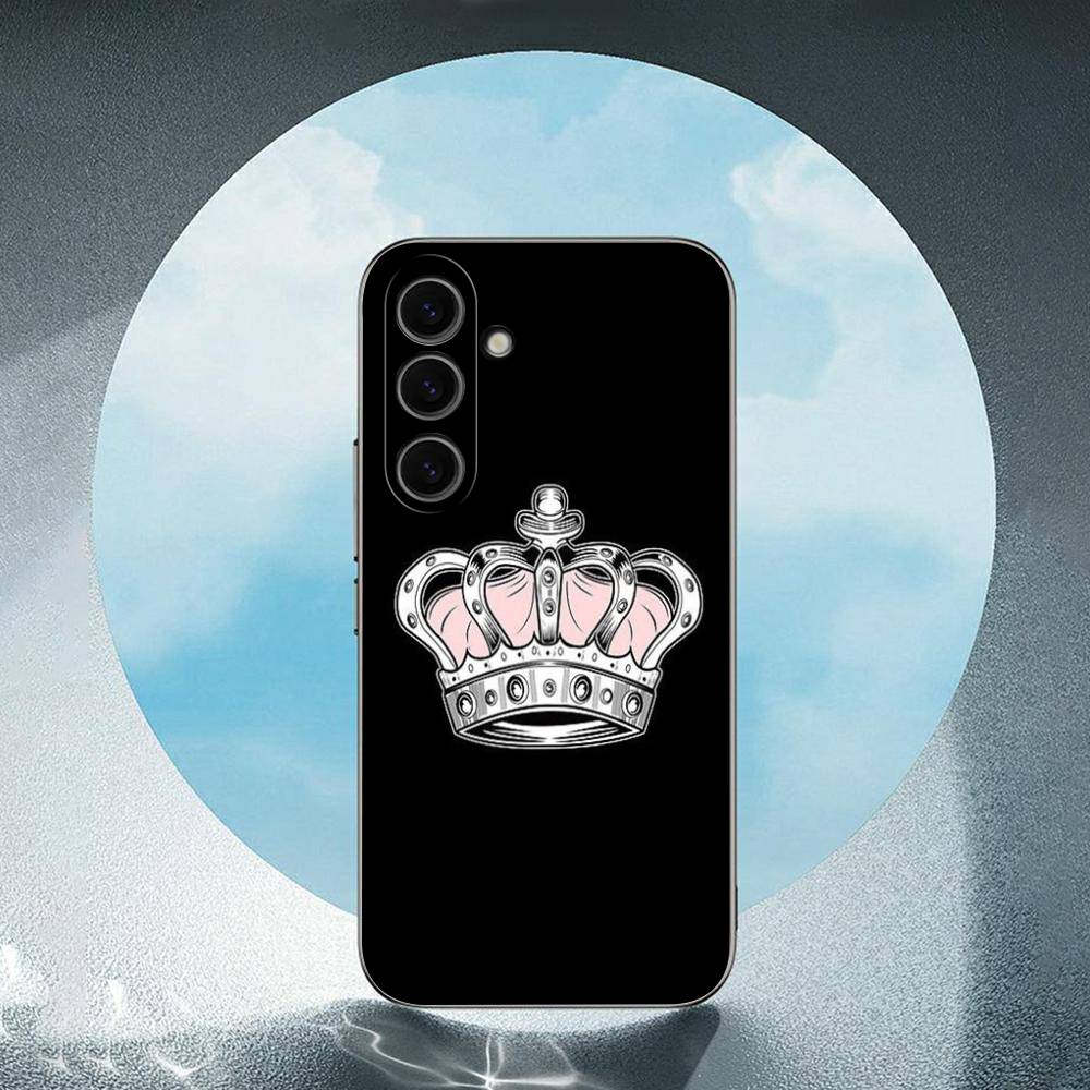 Crown For Samsung Galaxy S25 S24 S23 Ultra S22 S21 Plus S20 Black Soft Silicone Protective Case