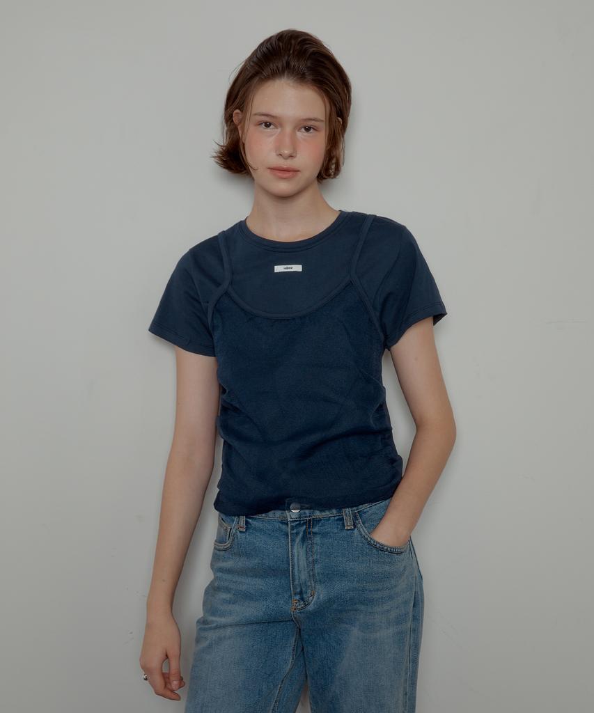 Leteoli Bustier Layered T-Shirt_Navy