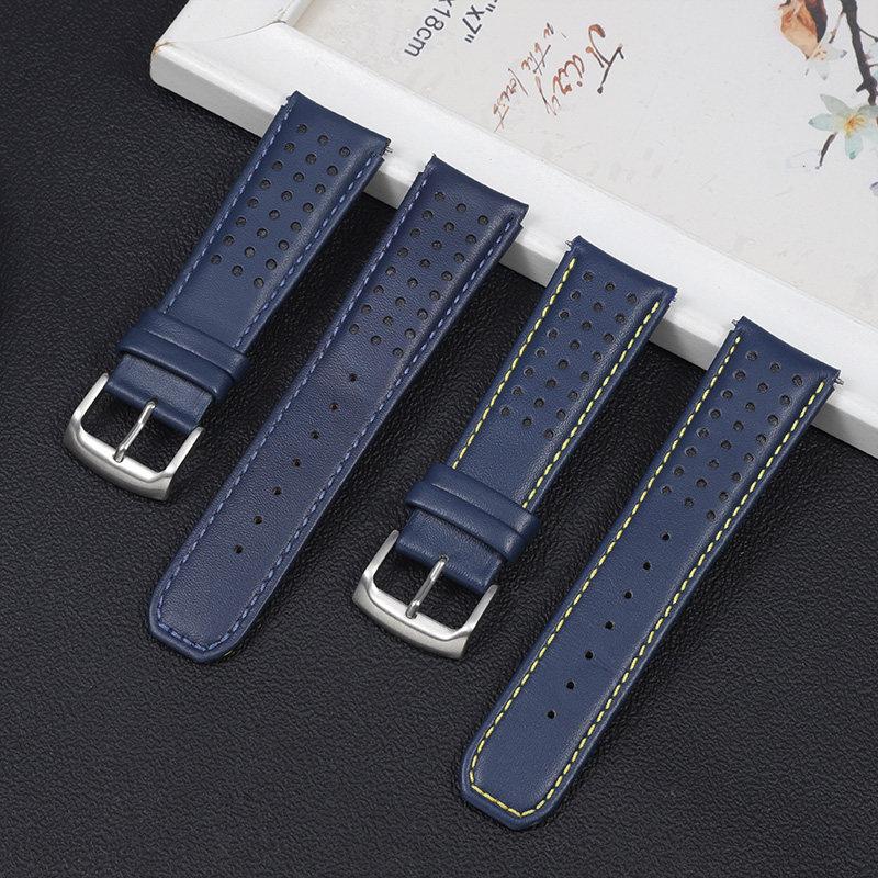 Cowhide Watch Strap For CITIZEN Blue Angel Radio Wave Watch Band AT8020-54L/8020-03L/JY8078 Curved End Yellow 22 23mm Bracelet