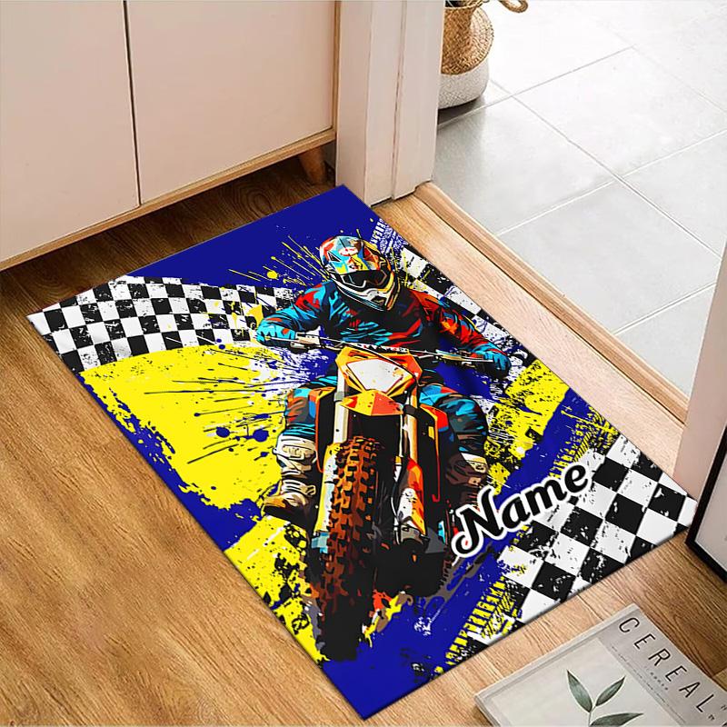Custom Name Cartoon Excavator Rug for Living Room, Game Rooms, Office, Bedroom, Floor Mat Playful Design, fan gifts Christmas decor