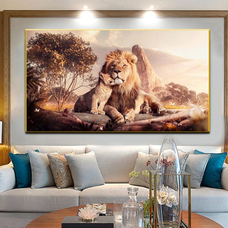 

Картина на холсте, принты, современные плакаты с изображением мамы и ребенка, львов, животных, настенная художественная картина для гостиной, домашний декор, живопись куадрос 21*30cm