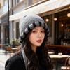 Knitted hat women's outdoor face is small, cold-proof and warm, ear protection hat, fashionable foreign hat