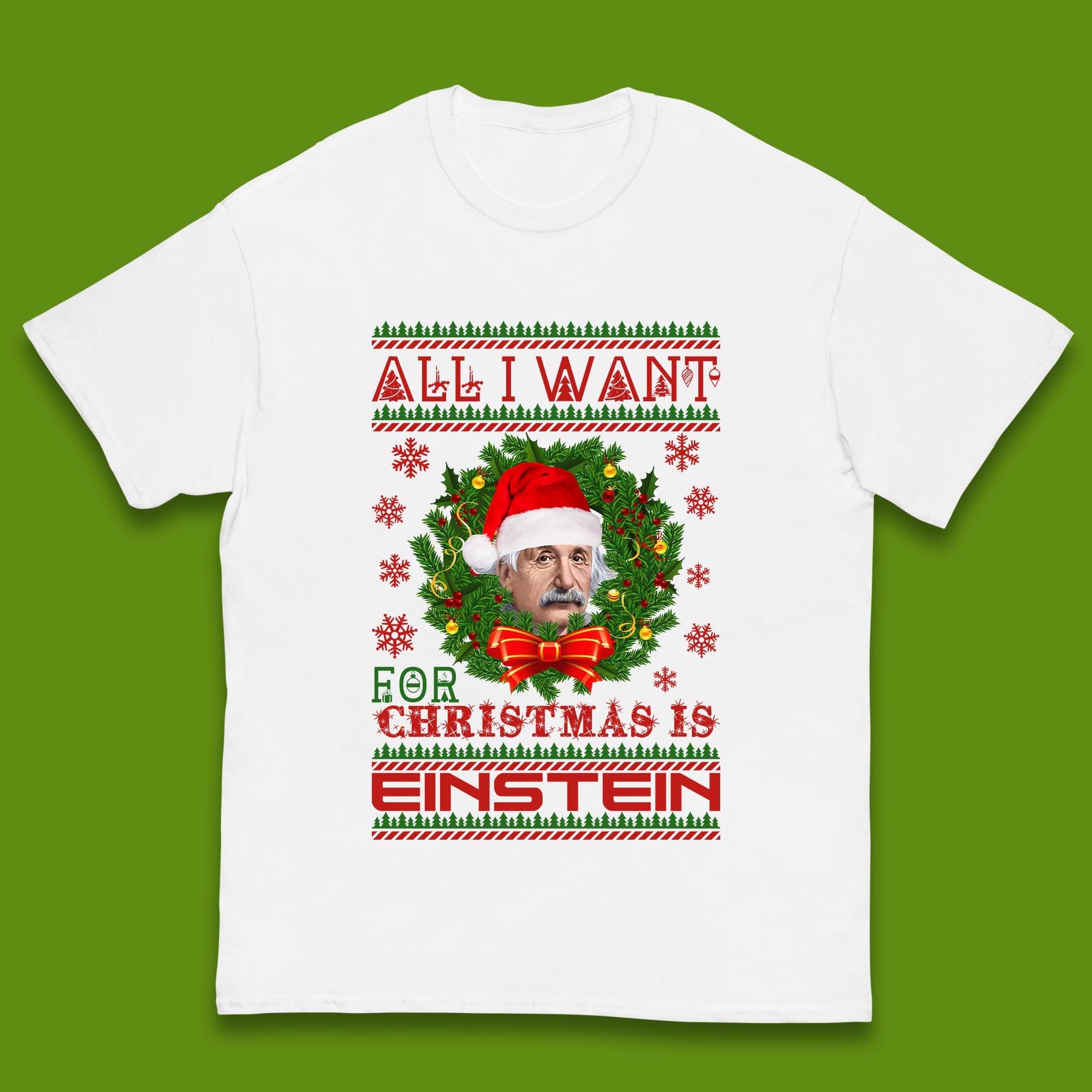 Want Einstein For Christmas Kids T-Shirt 100