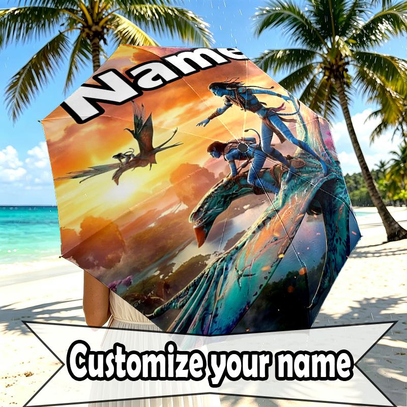 Parapluie Personnalisé avec Avatar Imprimé, Ouverture/Fermeture Automatique, Structure Robuste à 8 Baleines, Utilisation Quotidienne, Camping, Randonnée, Cadeau d'Anniversaire