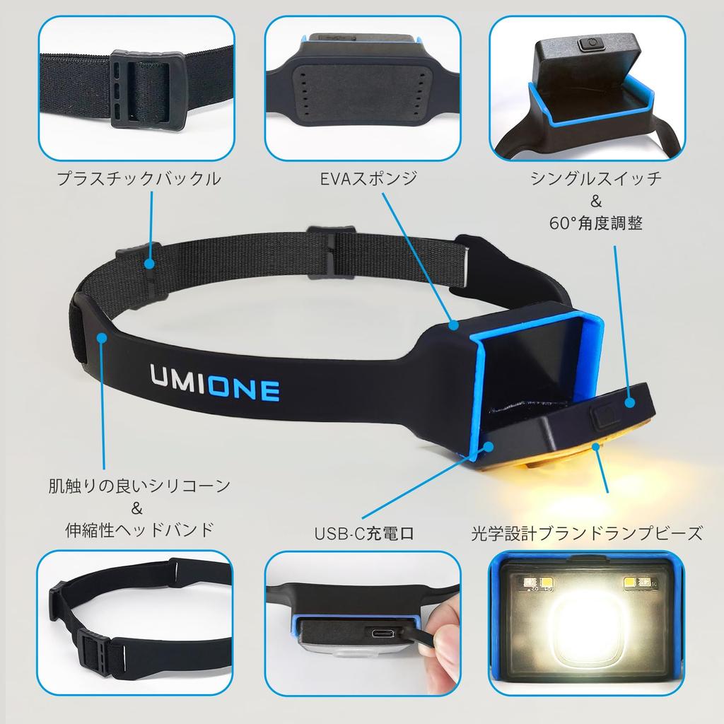 UMIONE 350 Lumen High Brightness LED USB Waterproof and Small and 7 Lighting Comes with a Convenient Mobile Pouch Perfect for and Night Headlamp,