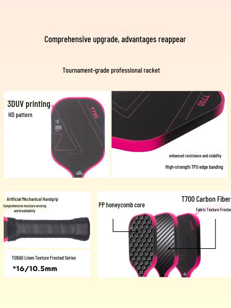Frosted T700 Carbon Fiber Pickleball Paddle Set with Cloth Pattern
