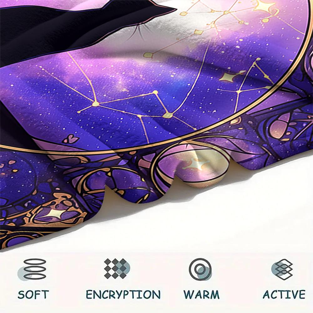 Black Cat Print Flannel Blanket, High Quality Comfortable for All Seasons, Home Decor, Warmth and Comfort, Perfect for Christmas Gifts