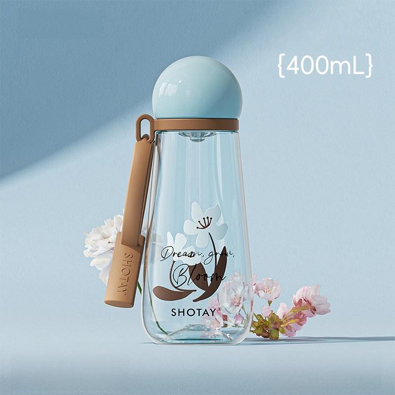 SHOTAY  400/600ml Plastic Water Cup Flower Pattern Water Bottle with Tea Strainer Leak-proof Brew Tea Cup Portable Office Cup