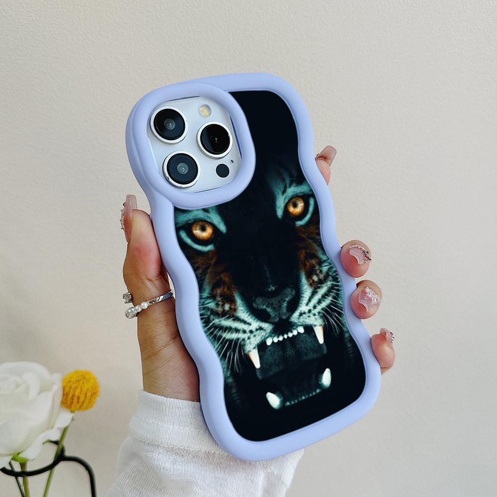 Huse de telefon N96 cu design Ochi de tigru, cu margine ondulată Macaron, pentru iPhone 16 Pro Max Samsung S24 Plus S23 Ultra A35 A05s Xiaomi Redmi Note 13, husă rezistentă la șocuri