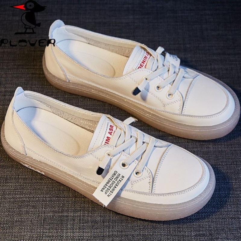 Little White Shoes Women's Autumn New Trendy Beef Tendon Sole Shallow Mouth Lace-up Lazy Shoes Soft Sole Student Single Shoes Women