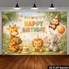 2D Jungle Animal Cake Birthday Gift Background  Fresh and Playful Scenes