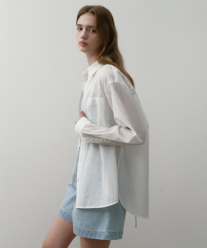 OSTKAKA Summer Loose Fit Back Slit Shirt Ivory