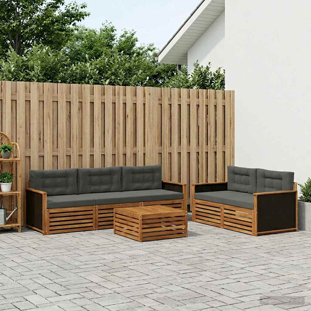 Outdoor Sofa Set 6 pcs Natural and Anthracite