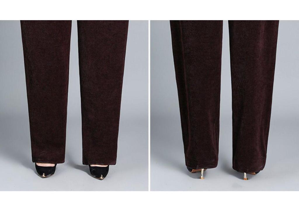 Women's Corduroy Straight-Leg Pants with Velvet Lining – Loose Fit for Autumn and Winter