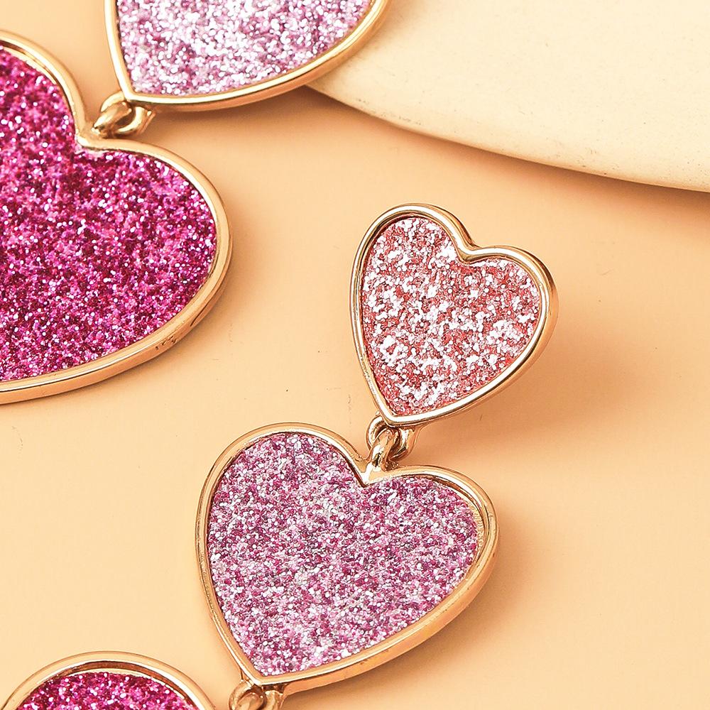 Vintage Black Red Geometric Heart Earrings Pendants Tassel Drop Earrings Bling Love Statement Aretes Gifts Ladies Jewelry