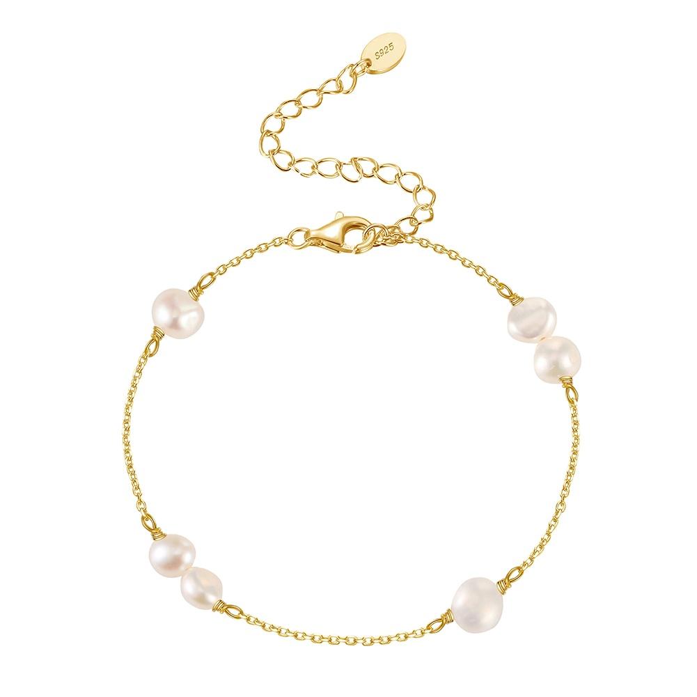 Bracelet Jewelry Made of 925 Sterling Silver Ethnic Handmade Bangle Authentic Fine Silver Chain With Pearl