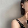 Geometric lines s925 silver needle earrings women's cold style Korean temperament simple and versatile personality retro Hong Kong style earrings