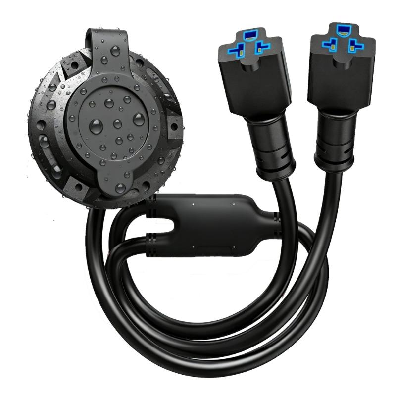 

Водонепроницаемый вход питания 20A 125V AC со шнуром-разветвителем Y и крышкой с нажимным креплением для кемперов, грузовиков 1